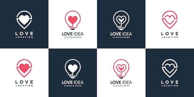 Colección de logos de amor con concepto de elemento creativo vector premium