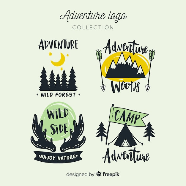 Colección de logos de aventura dibujados a mano