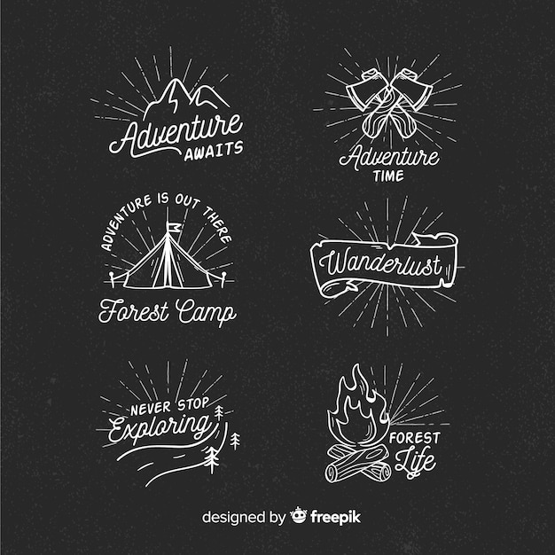 Colección de logos de aventura dibujados a mano