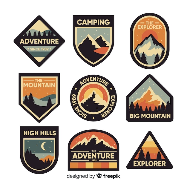 Colección de logos de aventura vintage