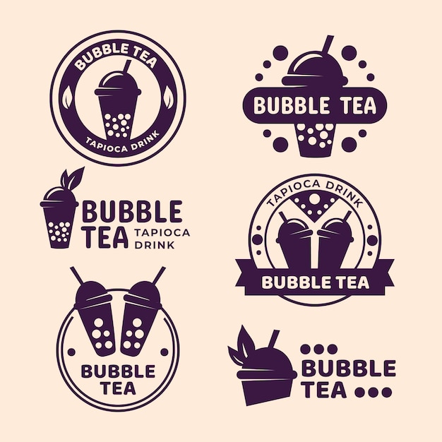 Vector colección de logos de bubble tea