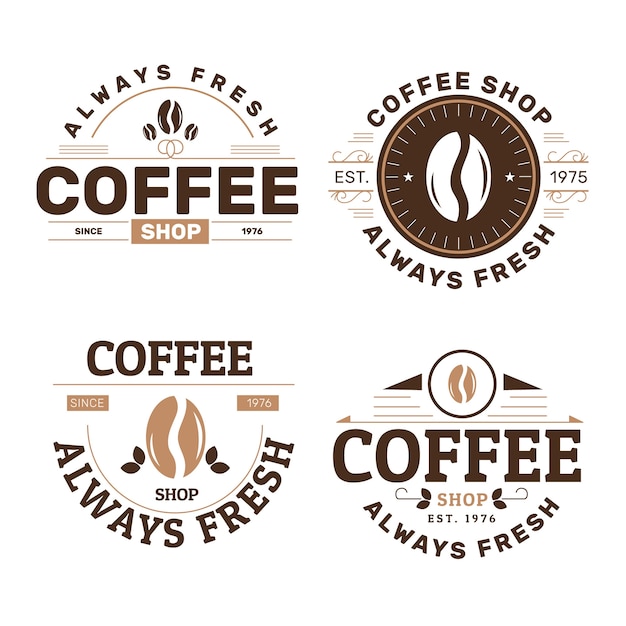 Colección de logos de cafeterías retro