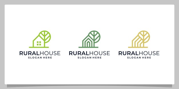 Colección de logos de casas de campo con modelos planos y abstractos.