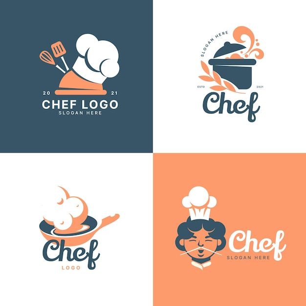 Vector colección de logos de chef de diseño plano