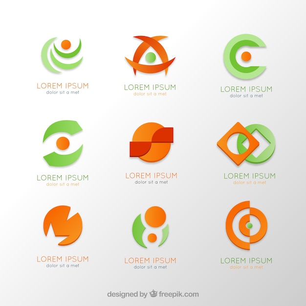 Vector colección logos en colores naranja y verde