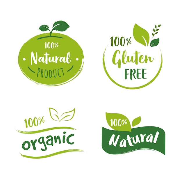 Vector colección de logos de comida orgánica.