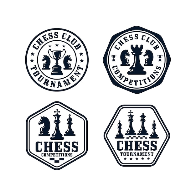Colección de logos de diseño de clubes de ajedrez