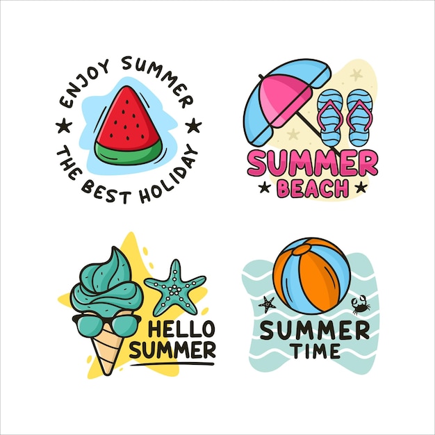 Colección de logos de diseño de insignias de verano