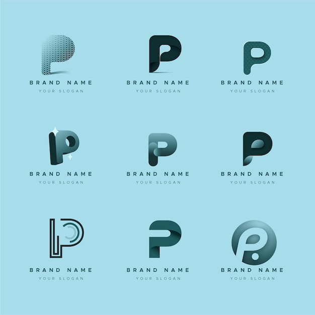 Colección de logos de diseño plano p