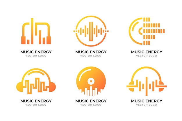 Colección de logos de dj degradados modernos
