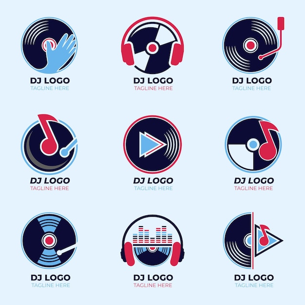 Colección de logos de dj planos