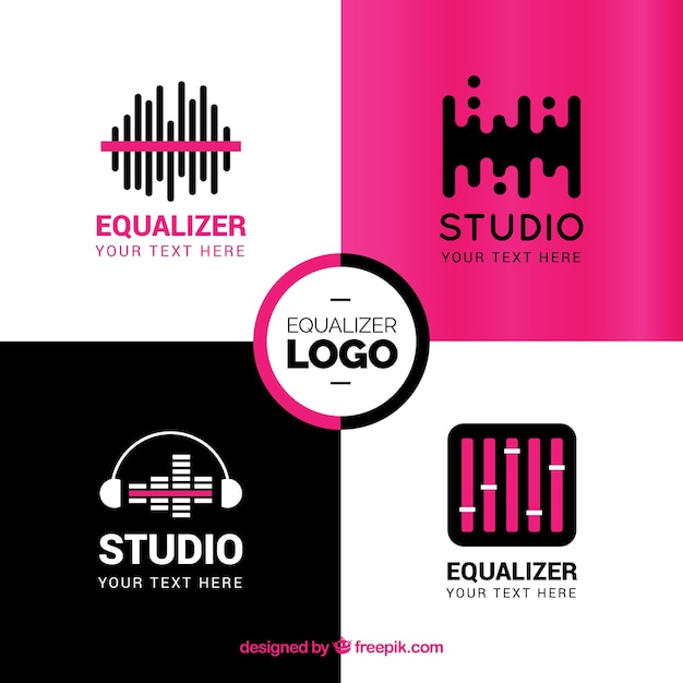 Vector colección de logos de ecualizadores con diseño plano