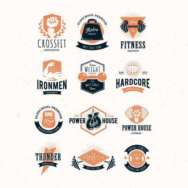 Colección de logos de fitness a color