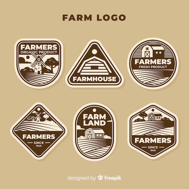 Vector colección de logos de granja en diseño plano