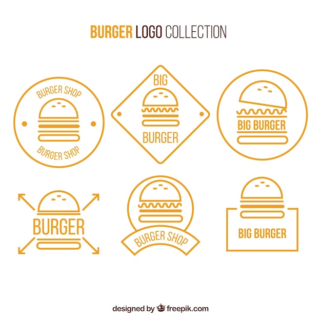 Vector colección de logos de hamburguesas amarillos y blancos