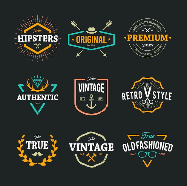 Vector colección de logos hipster a color