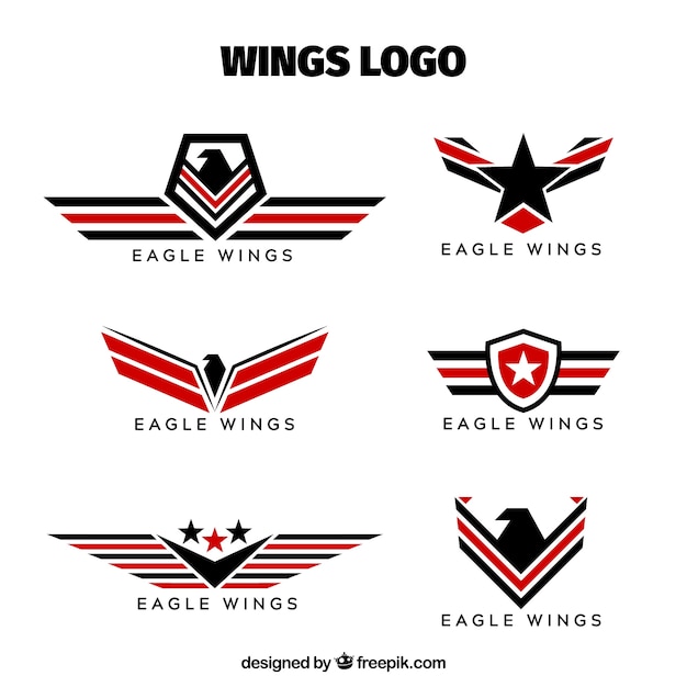 Vector colección de logos de insignias con alas