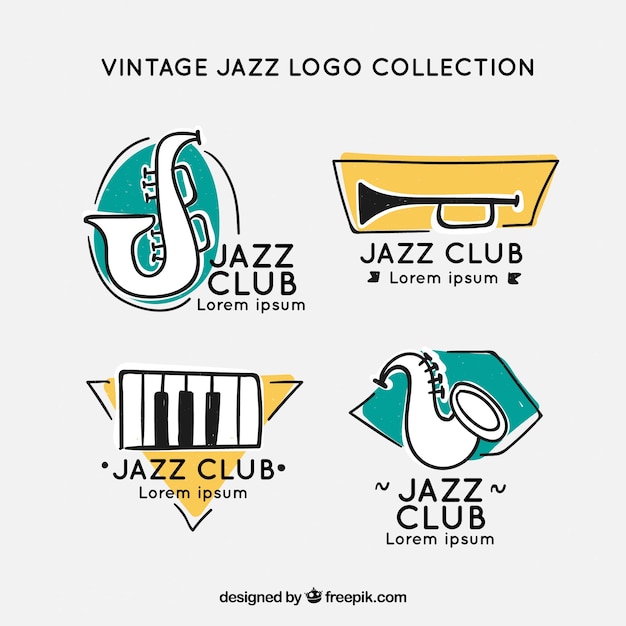 Vector colección de logos de jazz con estilo vintage