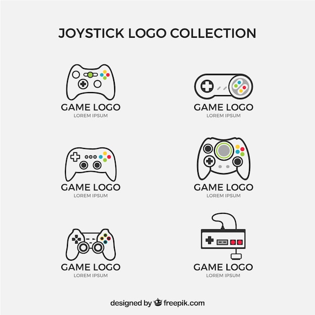 Colección de logos de joysticks con diseño plano