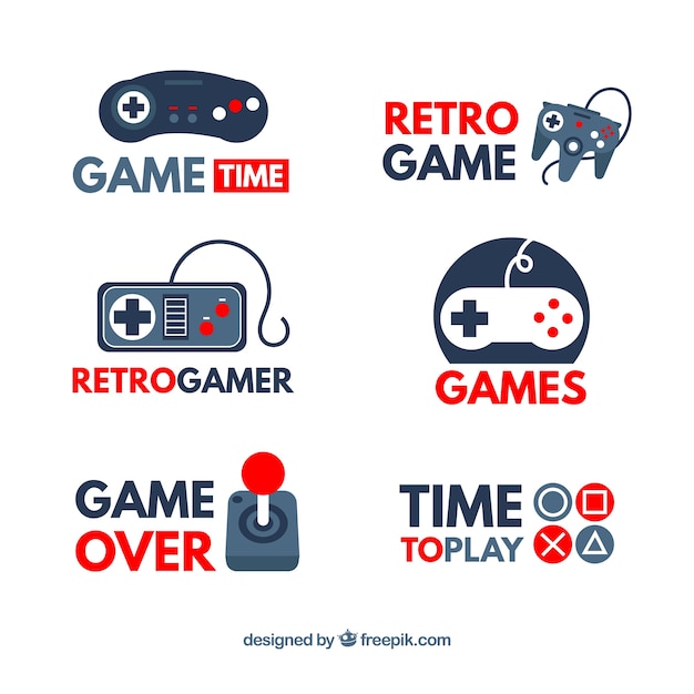 Colección de logos de joysticks con diseño plano