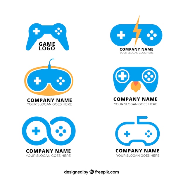 Colección de logos de joysticks con diseño plano