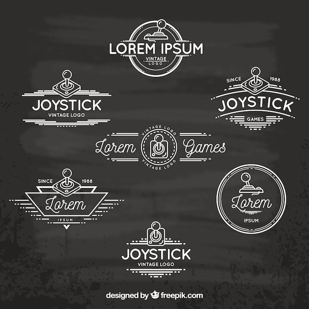 Vector colección de logos de joysticks retro con estilo elegante