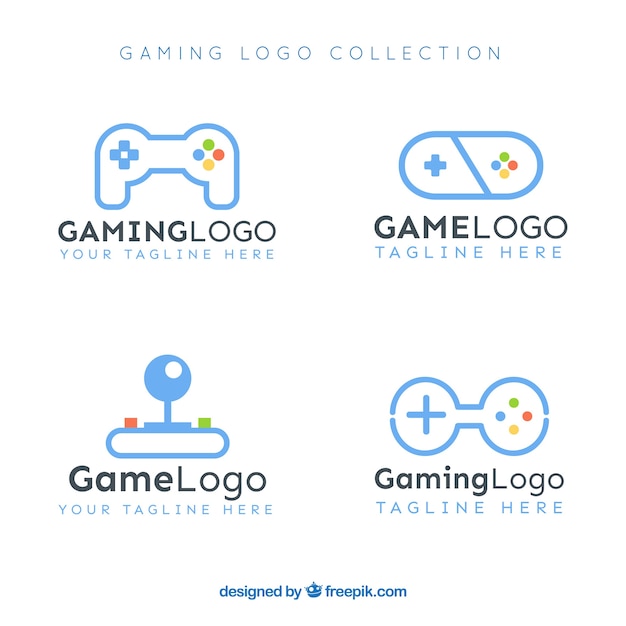 Colección de logos de juegos con diseño plano