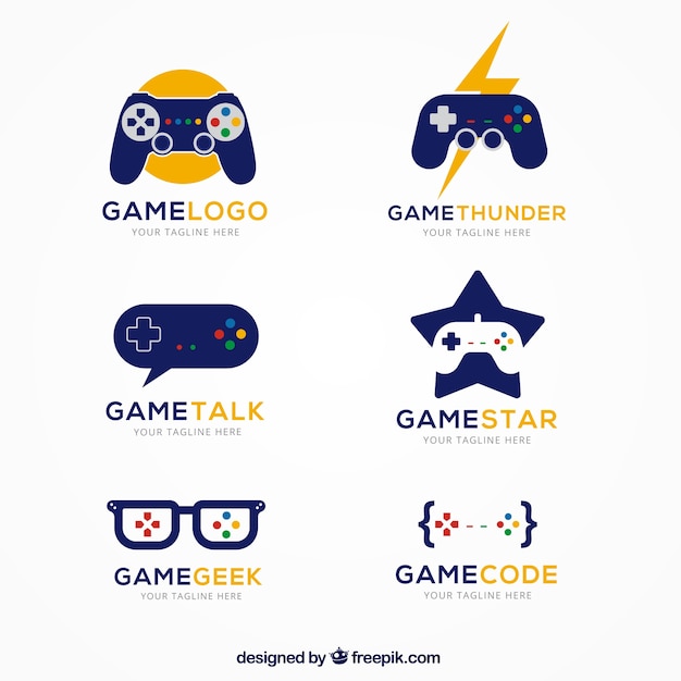 Colección de logos de juegos con diseño plano