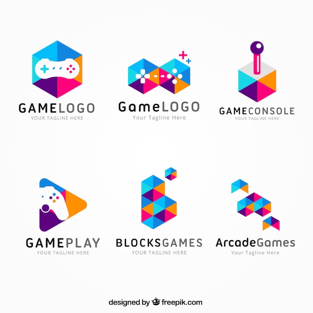 Colección de logos de juegos con diseño plano