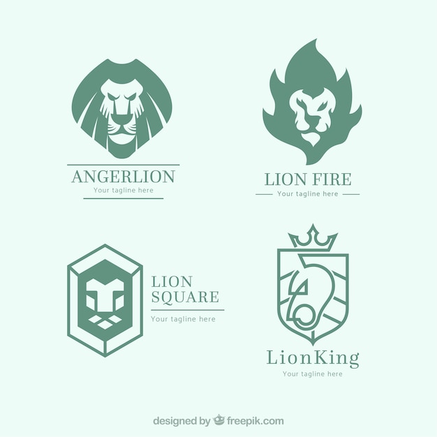 Colección de logos de león con estilo abstracto