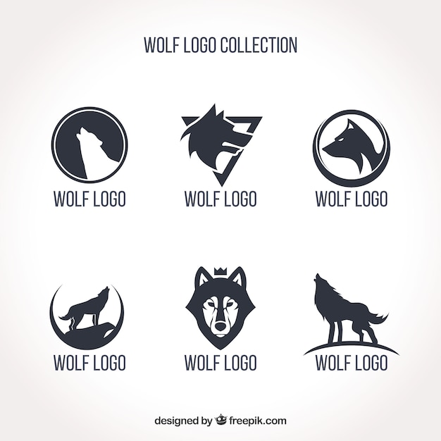 Colección de logos de lobo sencillos