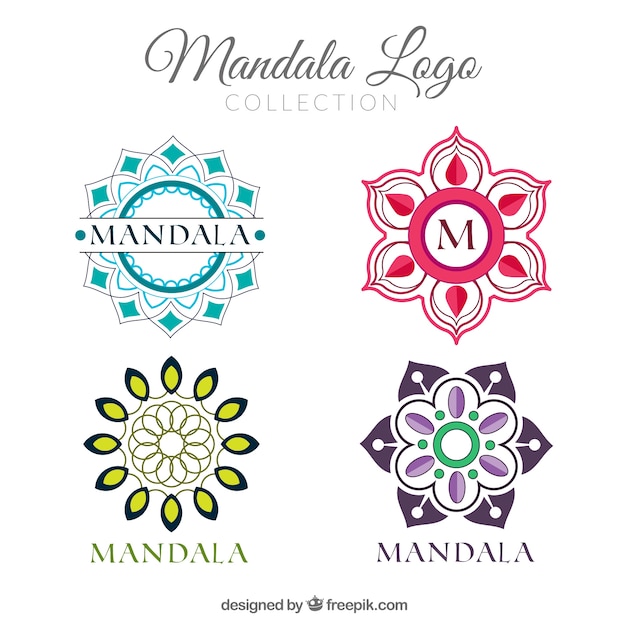 Vector colección de logos de mandala multicolor