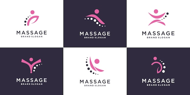 Colección de logos de masajes con elemento creativo Vector Premium