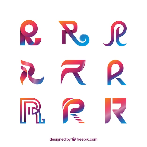 Colección de logos modernos de la letra r
