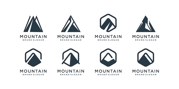 Colección de logos de montaña con diseño creativo Vector Premium