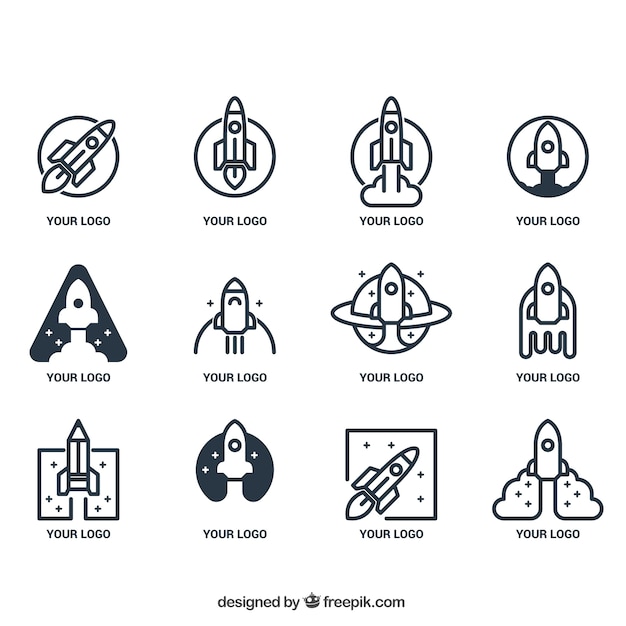 Vector colección de logos de naves espaciales