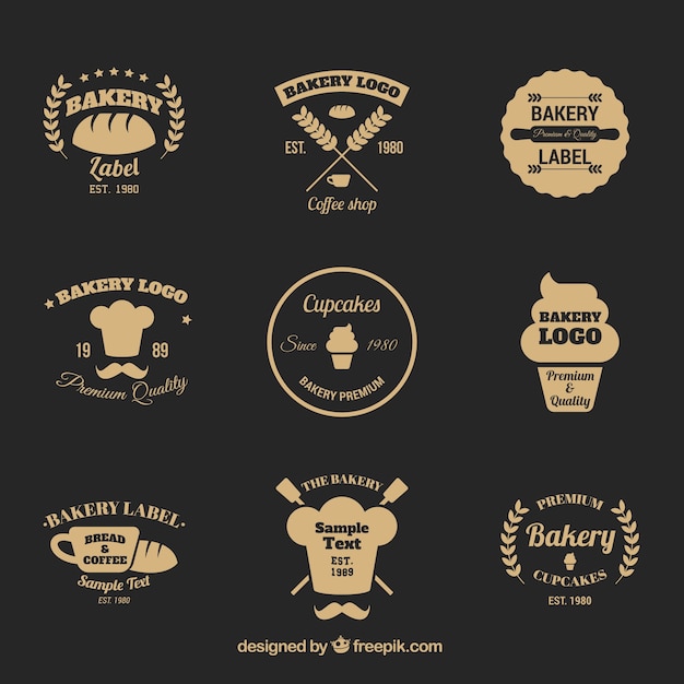 Colección de logos de panadería elegantes en estilo plano