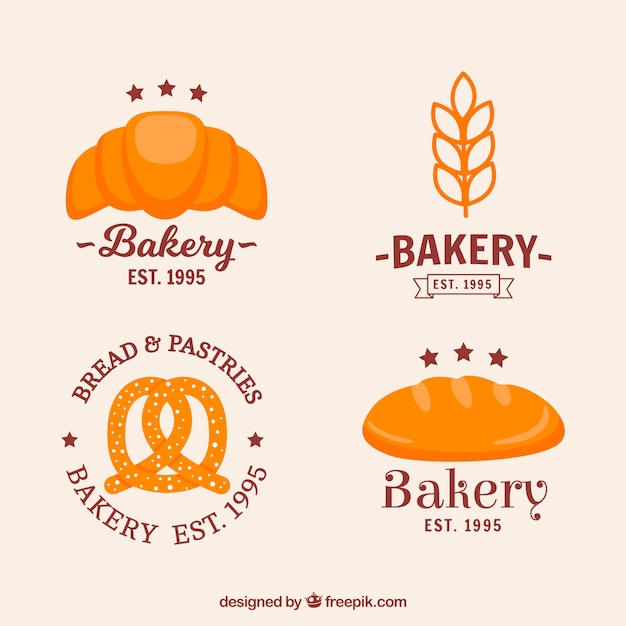 Colección de logos de panadería en estilo hecho a mano