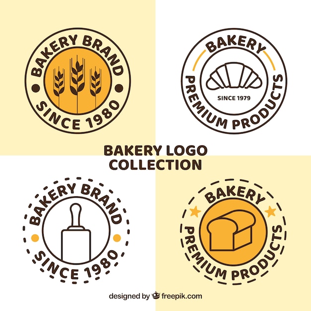 Colección de logos de panadería en estilo plano