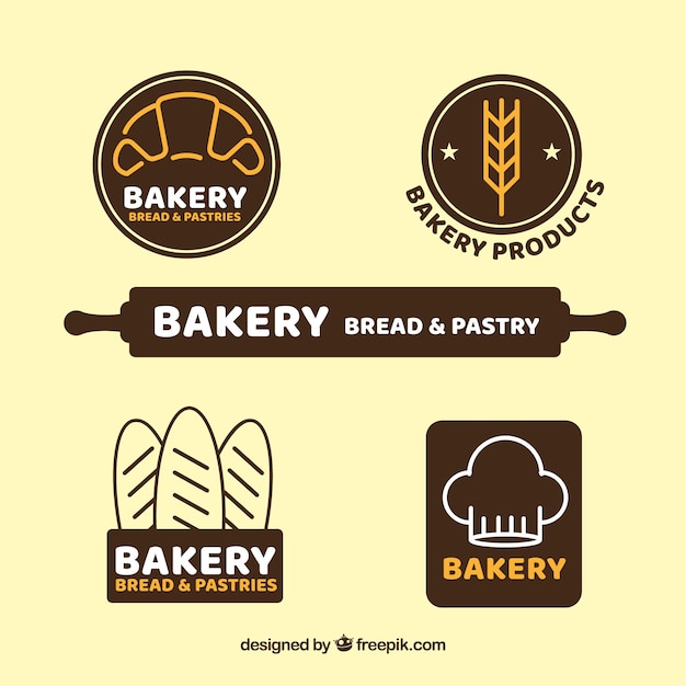 Colección de logos de panadería en estilo plano