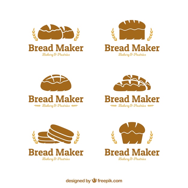 Vector colección de logos de panadería en estilo plano