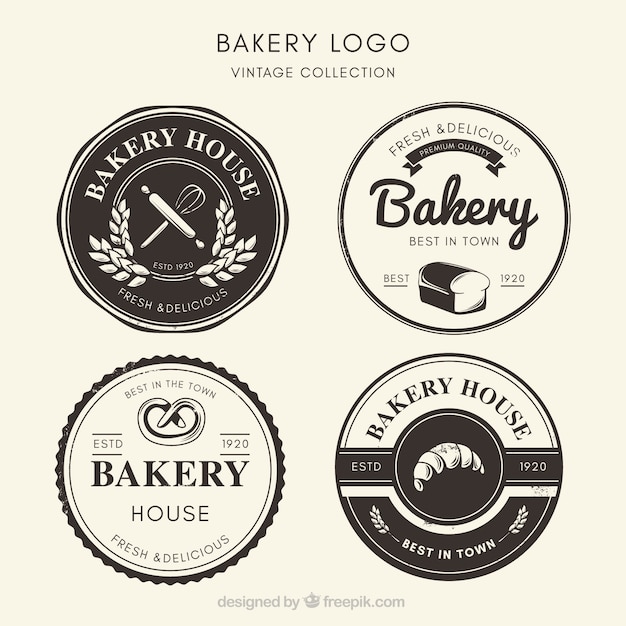 Vector colección de logos de panadería en estilo vintage