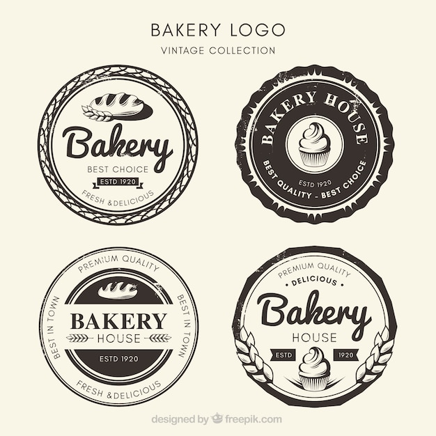 Vector colección de logos de panadería en estilo vintage