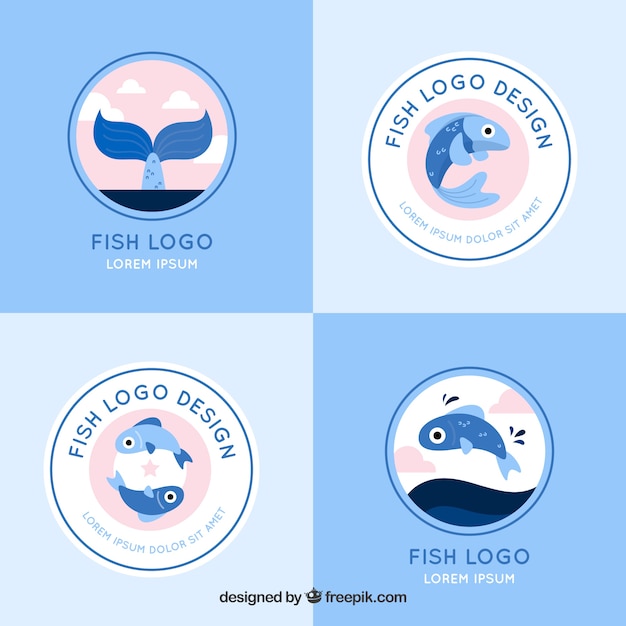 Vector colección de logos de peces para marcas de empresas