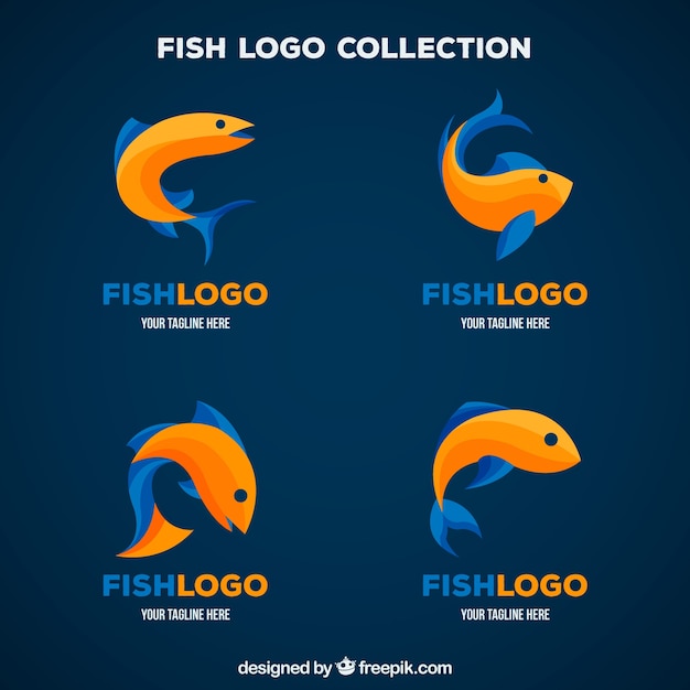 Vector colección de logos de peces para marcas de empresas