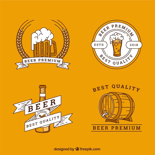 Vector colección de logos planos de cerveza