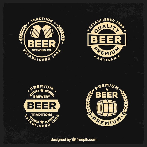 Vector colección de logos planos de cerveza