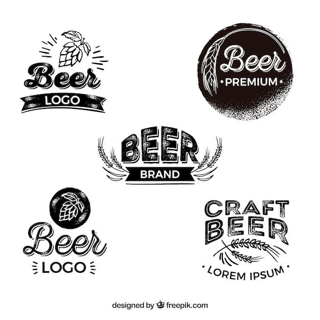 Vector colección de logos planos de cerveza