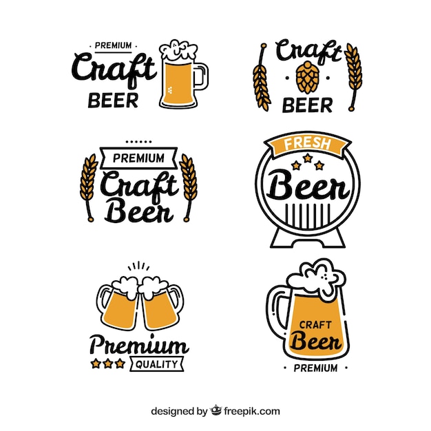 Vector colección de logos planos de cerveza