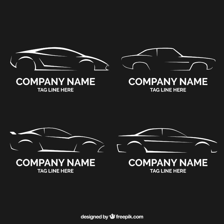 Vector colección de logos planos de coches